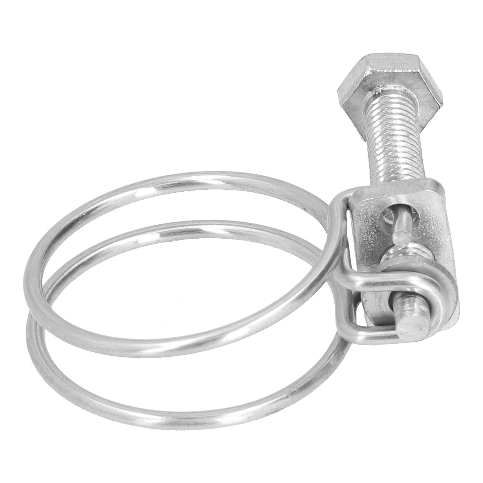 Stainless Steel Double Wire Hose Clamp, Adjustable Clamp for Industrial or Household Use (21-25mm)