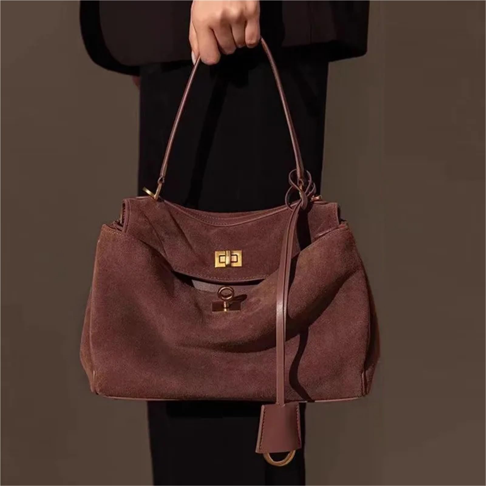 Bolso de mano Retro for mujer otoño, bolso hombro gran capacidad piel ante, Vintage for viajes trabajo diarios