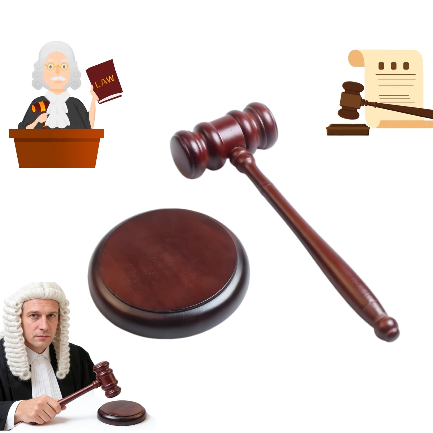 RichterHammer Martillo de Subastas de Madera Juego de Martillo de Subastas de Madera y Bloque de Resonancia Mazo de Madera y Bloque de Sonido para Subasta Venta Abogados Casa de Subastas