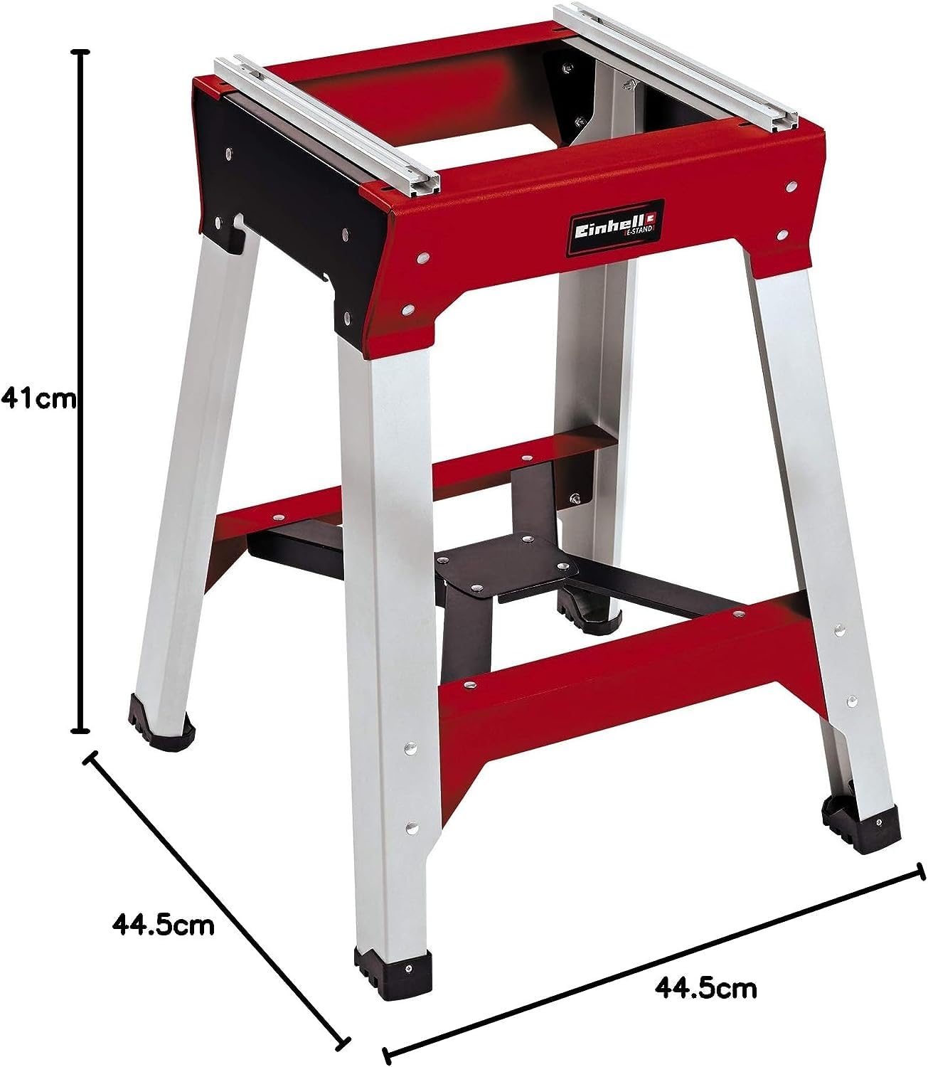 Einhell Piètement universel E-Stand pour scies à onglet et scies radiales (Hauteur de travail 81 cm, Rails coulissants en aluminium avec rainires)