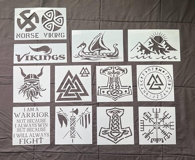 Viking Stencil Vikings Stencil Mjolnir Stencil Ship