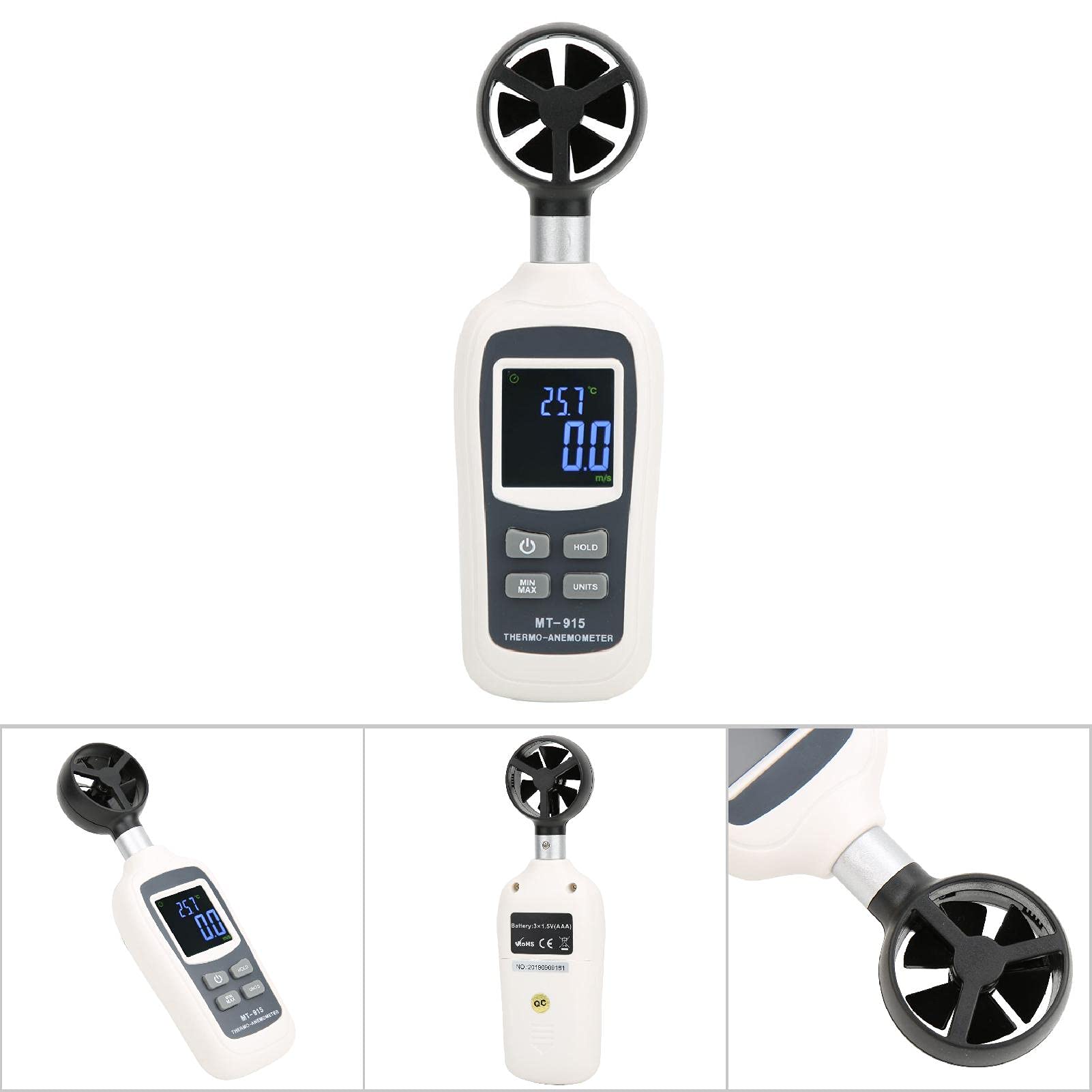 MT 915 Digitales Handanemometer zur Messung von Windgeschwindigkeit und Temperatur – Tragbares Wettermessgerät mit Max./Min.-Datenspeicherung für UAV-Umgebungen und den