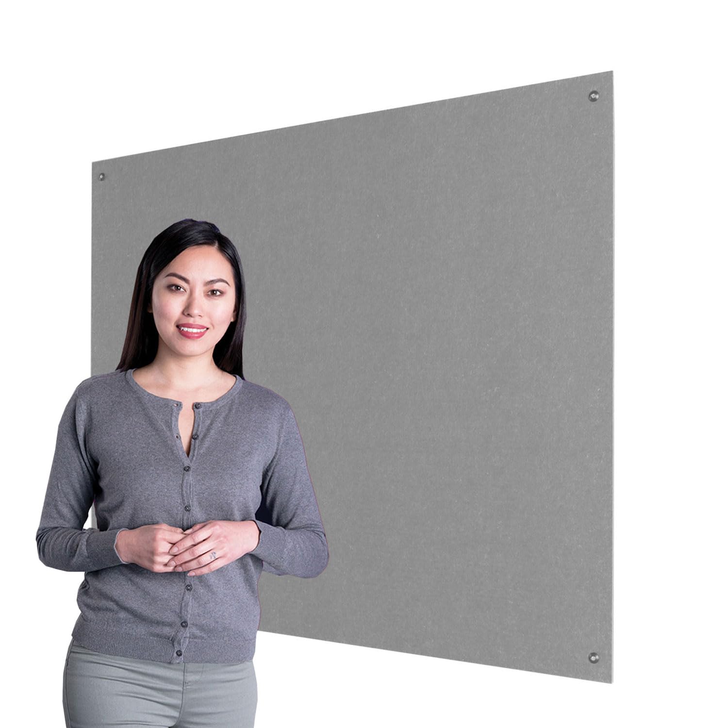 Wonderwall Fire-Retardant Frameless Noticeboard - 120 x 120cm with Fixings, Accepts pins & Staples| 8 Colours to Choose from (Grey) Ideal for School,Office, Busy Public Spaces โ image 1