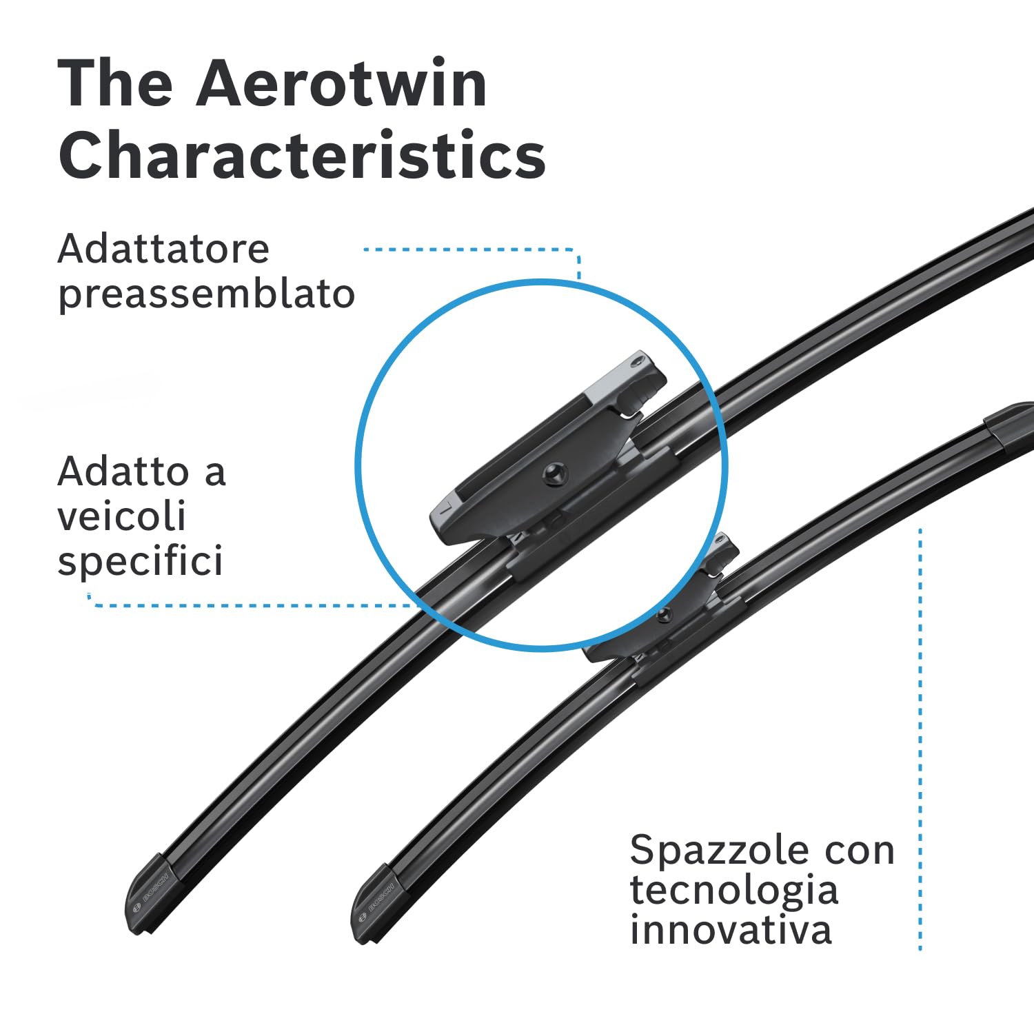 Tergicristalli Bosch Aerotwin A012S, Lunghezza 500mm/360mm, 1 set per parabrezza anteriore