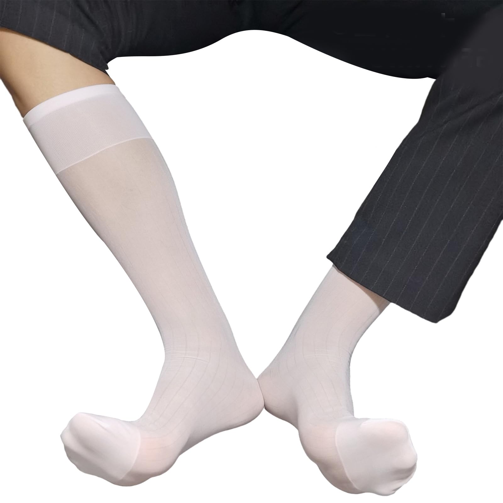 NIHENHAO Mens Sheer Business Dress Socks Long Over the Calf Dress or Work Socks Nylon Dress Socks Dress Socks Gifts
