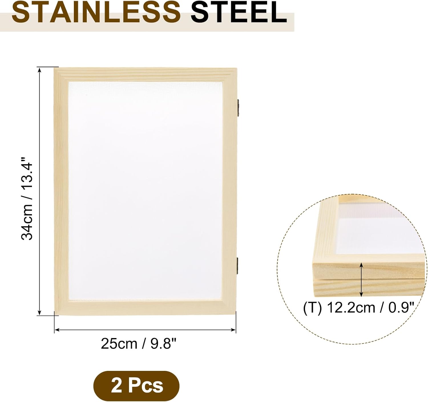 MECCANIXITY 2 Pcs Paper Making Screen Wooden Paper Making Mould 13.4x9.8 Inch Papermaking Frame Kit Double Layer for DIY Paper Craft Making Cards, Bookmarks