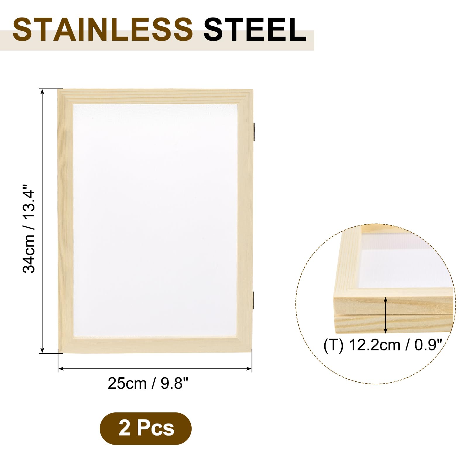 MECCANIXITY 2 Pcs Paper Making Screen Wooden Paper Making Mould 13.4x9.8 Inch Papermaking Frame Kit Double Layer for DIY Paper Craft Making Cards, Bookmarks