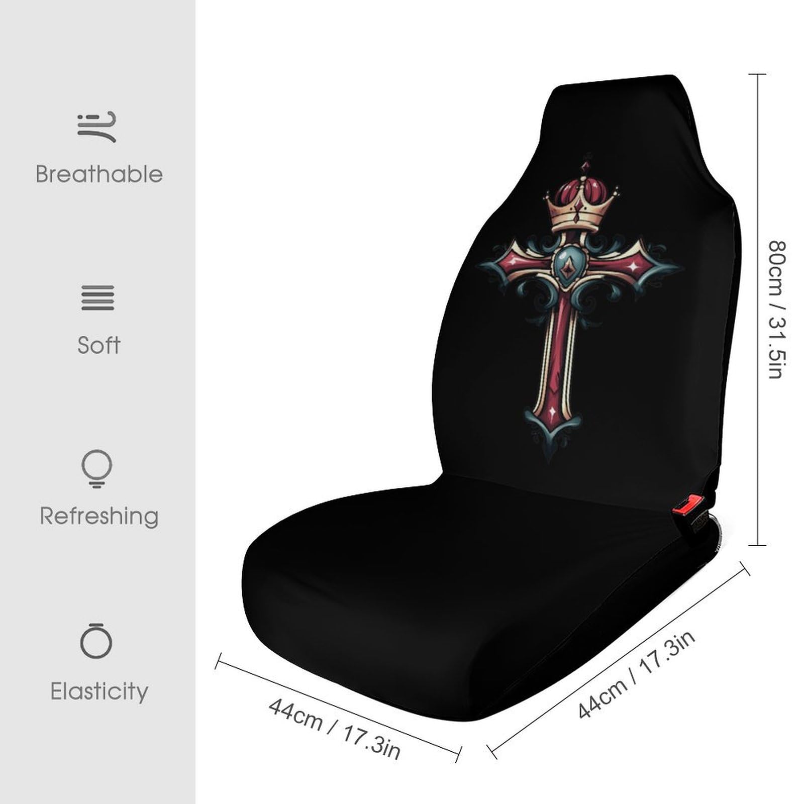Crrown and Cross Car Seat Covers Universal Car Front Seats Protector Auto Interior Accessories 2PCS
