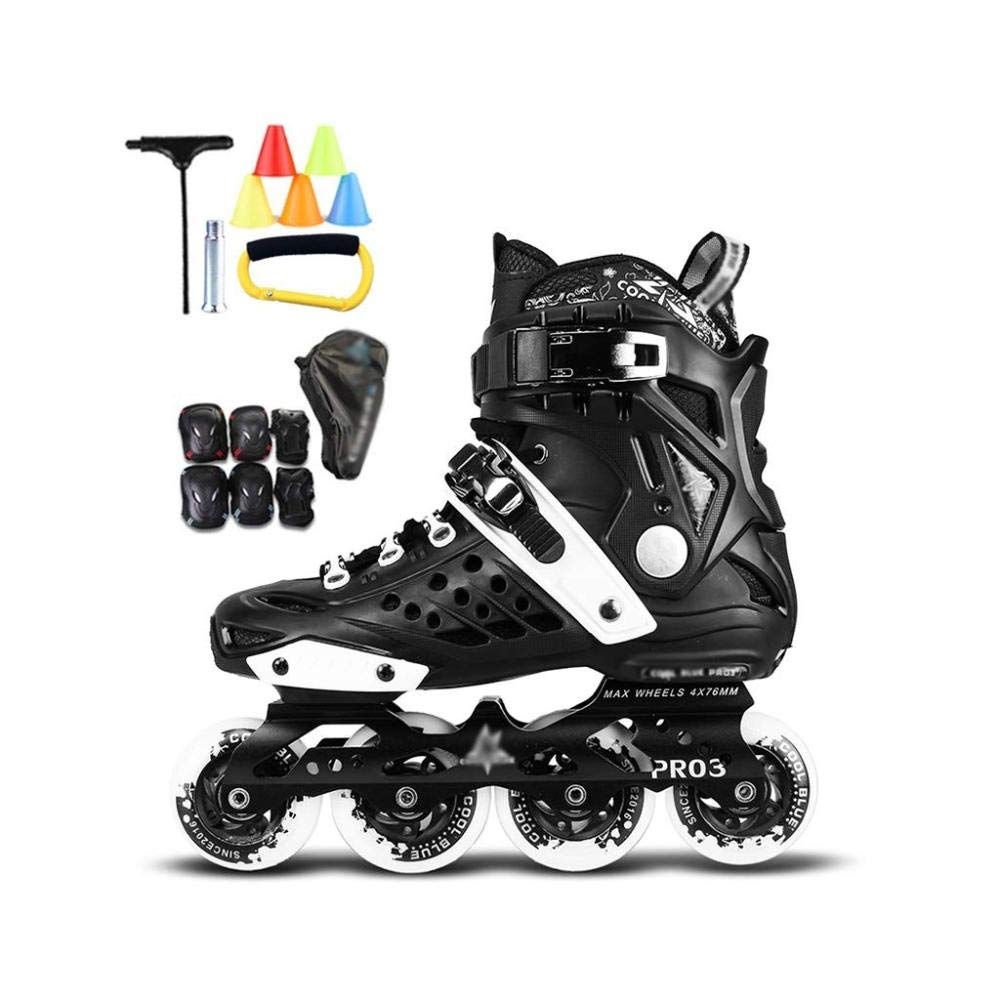 PIAOL Beginner Outdoor Inline Skates,Fun Flashing Performance Youth Rollerblades Gift To Men Teen And Male,Black-41CM