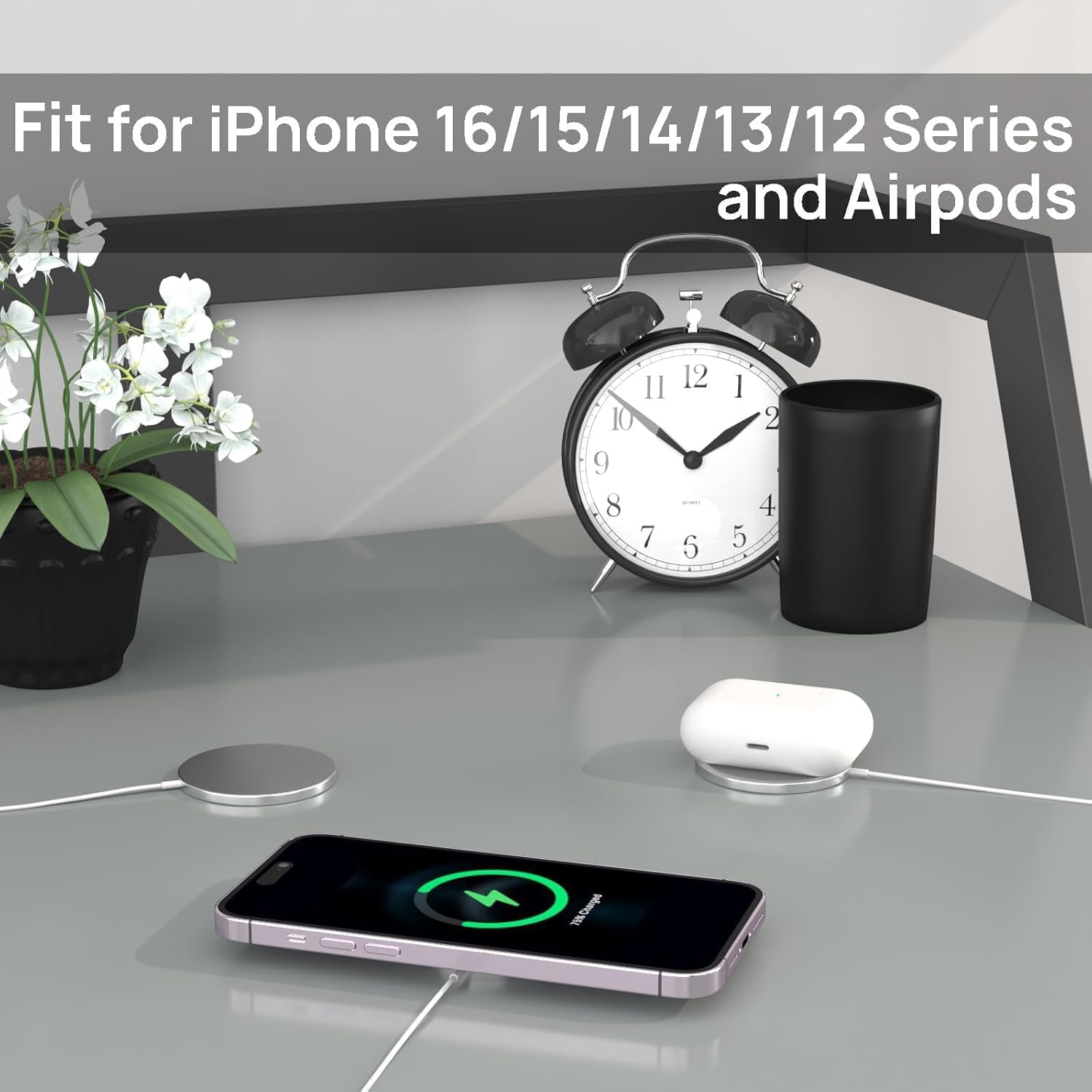 Magnetico Caricatore Wireless per iPhone, 15W Rapida Ricarica Senza Fili Compatibile con iPhone 17 16 15 14 13 12 Pro Max Mini Series, per AirPods 2/3/Pro, Caricabatterie a induzione Wireless Charger