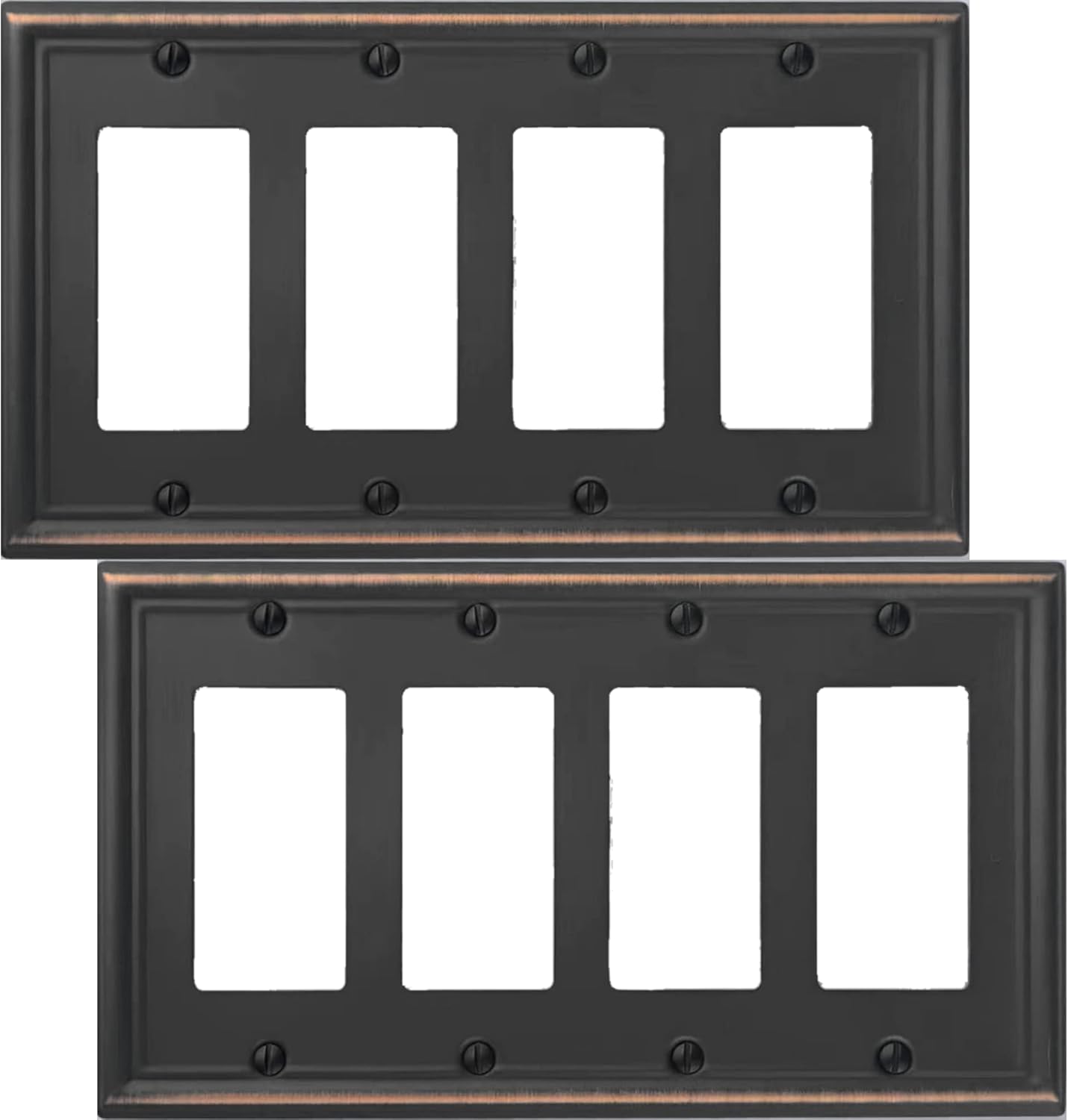 OKAWYC Quadruple Decorator Light Switch Cover Luca Metal Wall Plate, 2