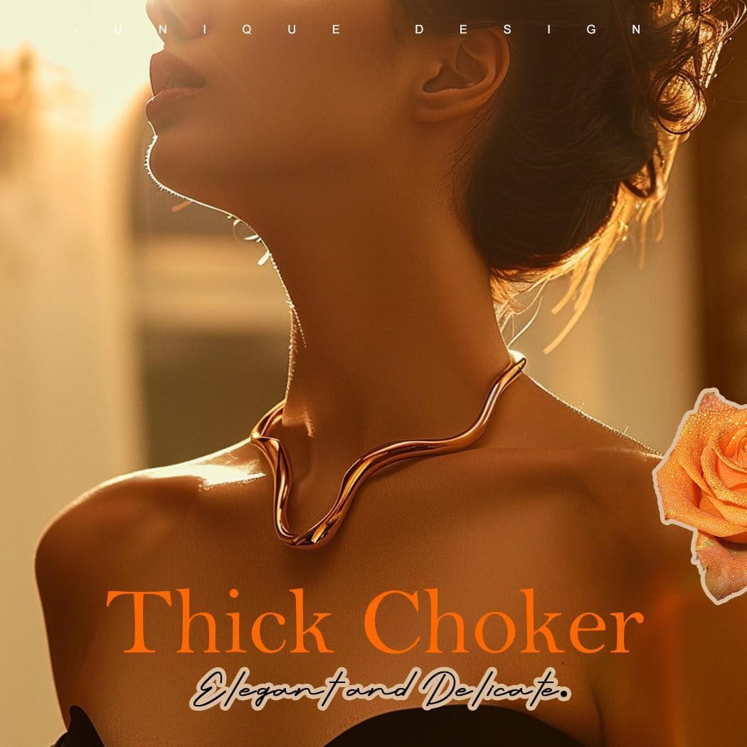 TWINKLEDE Chunky Gold Necklace Statement Choker Collar Necklaces for Women - Image 6