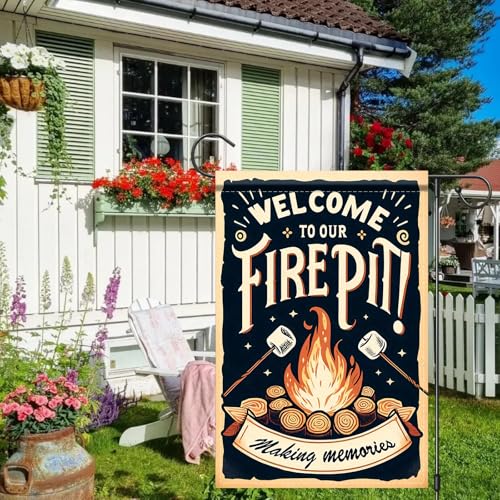 Image of Nuxovilar Camping Flag Fire Pit Garden Flag 12x18 Inches Polyester