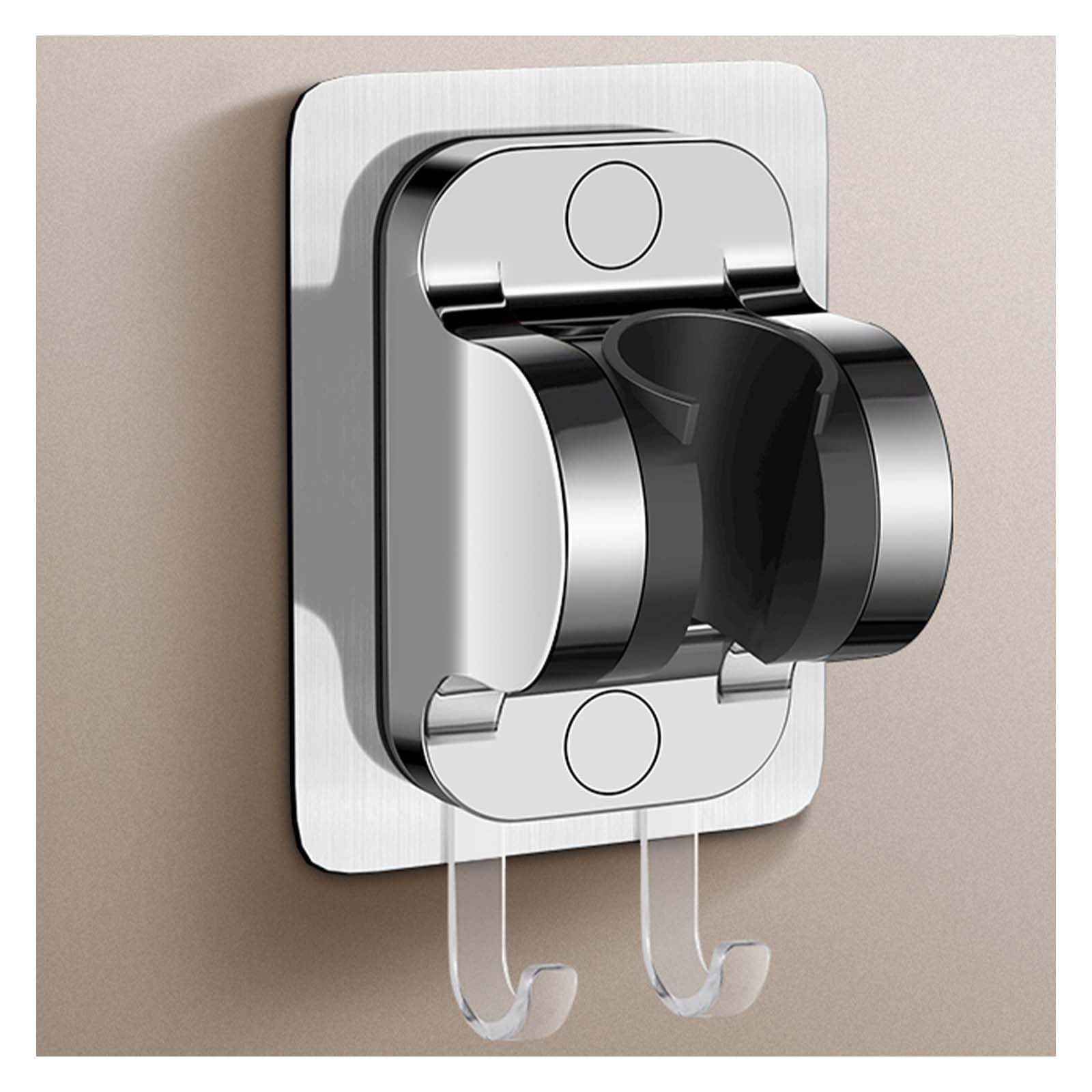 FLYIODFCXV shower head bracket, Adjustable Angle Shower Handle Holder Comes with Hook Hose Holde(Silver)