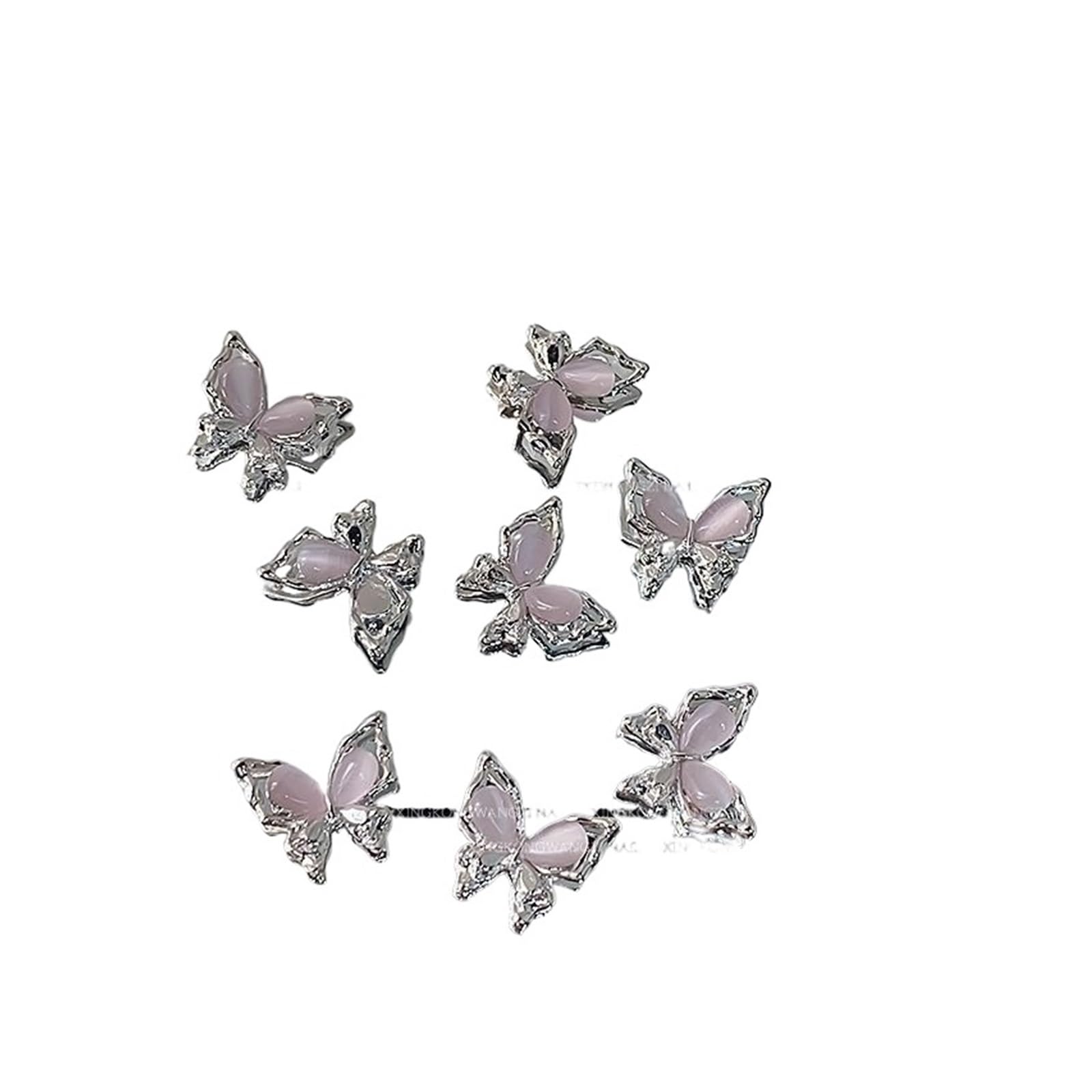 20Pcs Butterfly Nail Art Jewelry Three-Dimensional Hollow Alloy Decoration Nails Accessories(20pcs Pink)