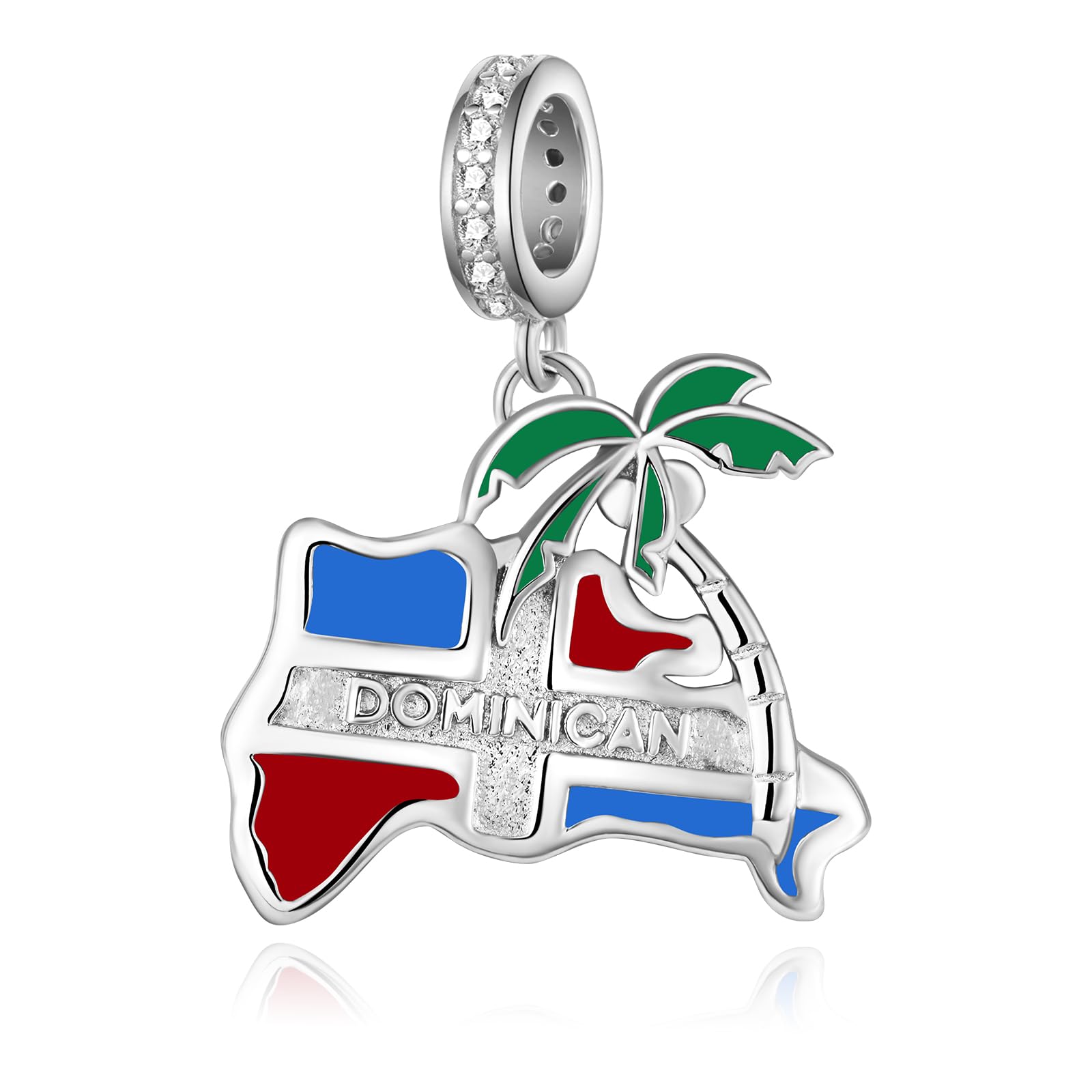 Country Flag Charms for Bracelets 925 Sterling Silver Dominican Republic/Puerto Rico/Peru/Mexican/Jamaica/Ireland/Texas Charms Souvenirs Gifts for Women National Flag Map Series Pendant Jewelry Travel Memorial Gift