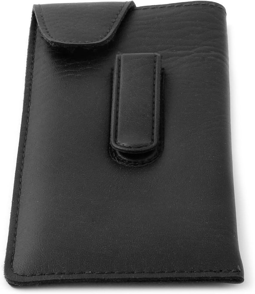Calabria Button Flap Eyeglass Case PU Leather w/Plastic