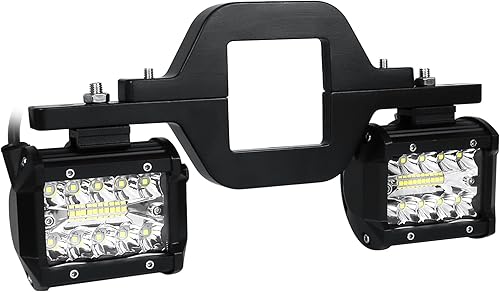 RIGIDON 2 luces antiniebla LED con soportes de montaje de enganche de remolque de 2.5 pulgadas, 4 pulgadas, 60 W, retroceso, combo de punto de