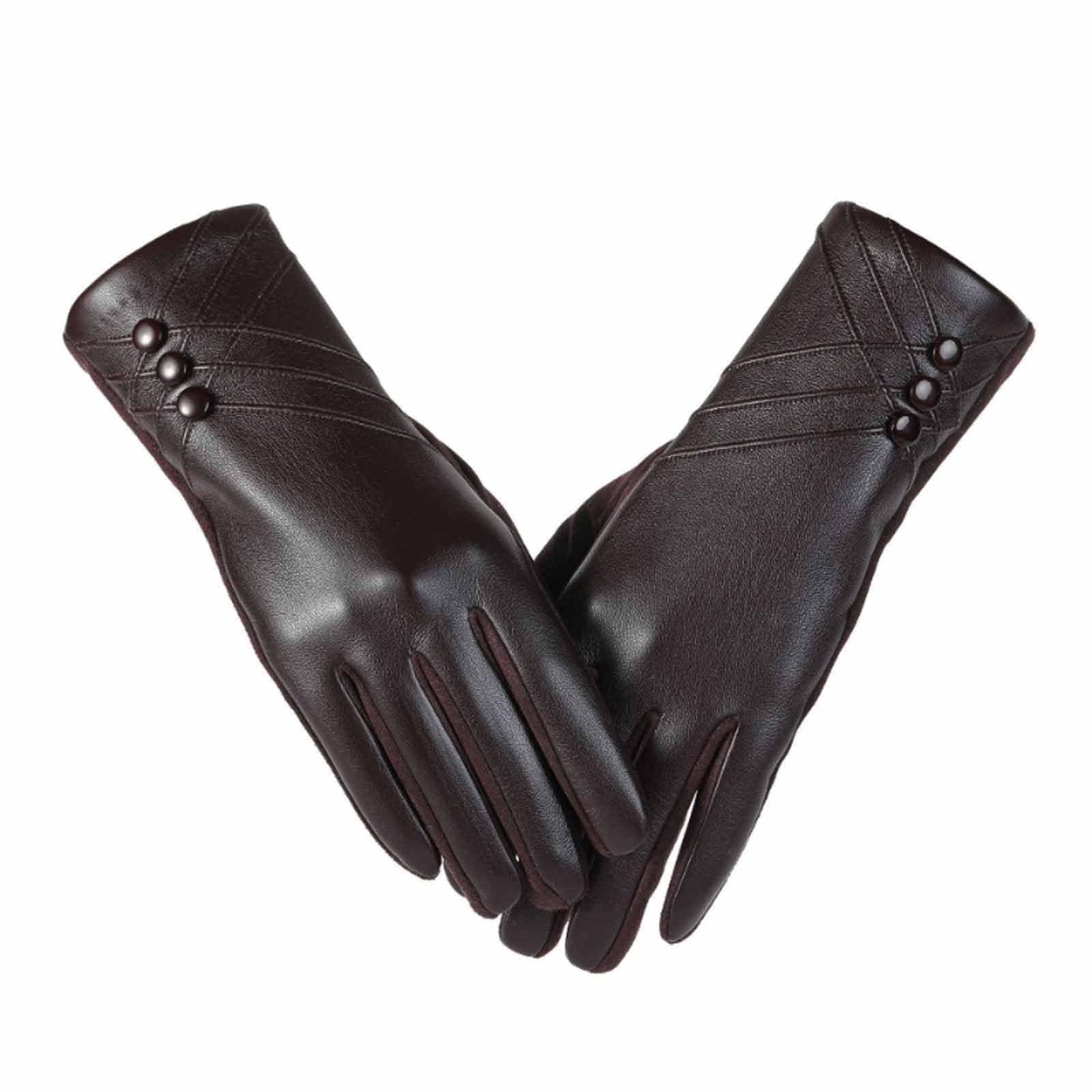 Winter Leather Gloves for Women Touchscreen Texting Gloves Wool Fleece Lined Driving Glove Windproof Cycling Glove