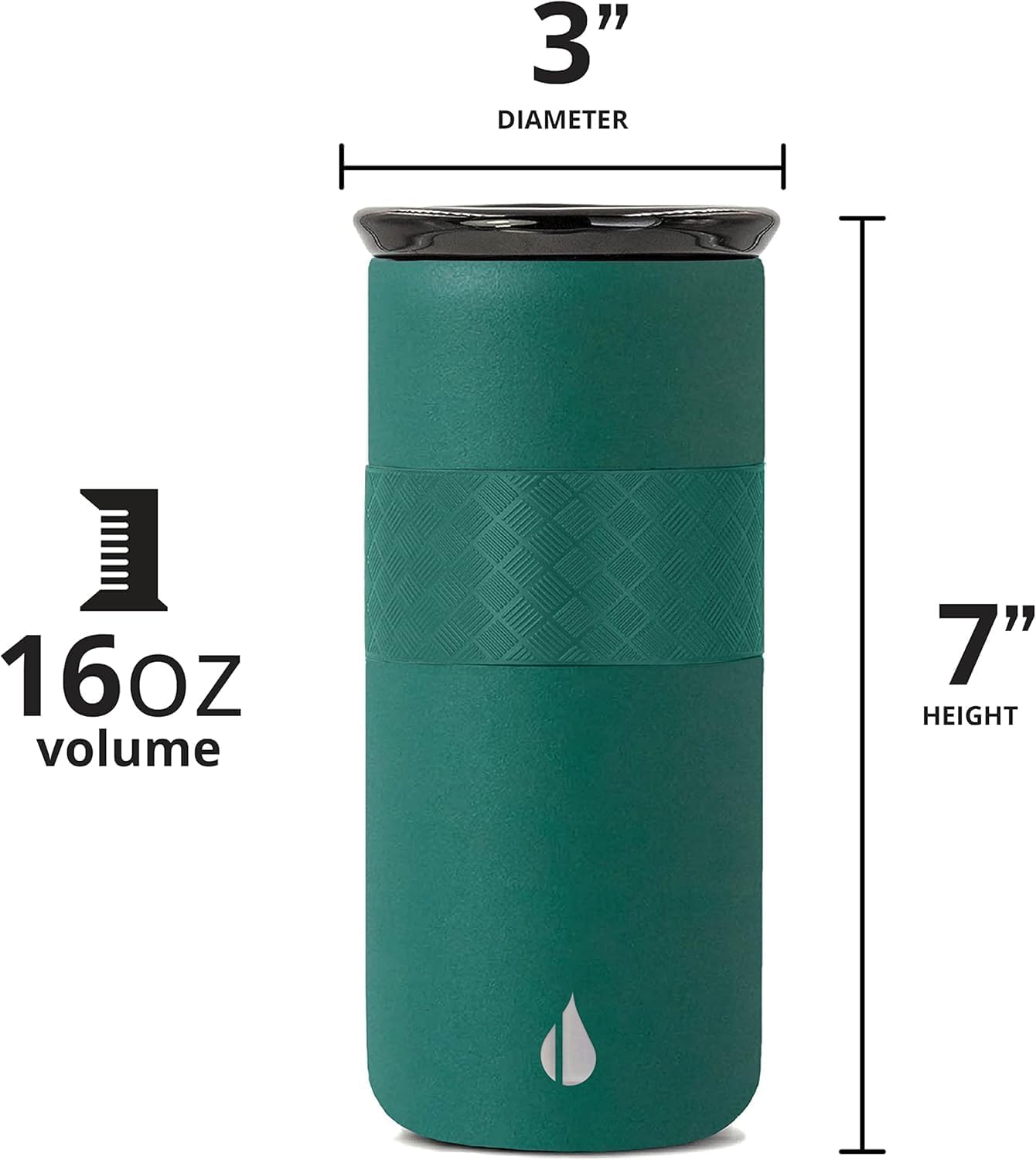 Elemental Artisan Insulated Tumbler, Triple Wall Coffee Travel Mug, Reusable Stainless Steel Coffee Tumbler with Ceramic Lid, Thermal Coffee Cups for Hot (6 Hrs) & Cold (18 Hrs), 16oz - Forest Green - Image 2