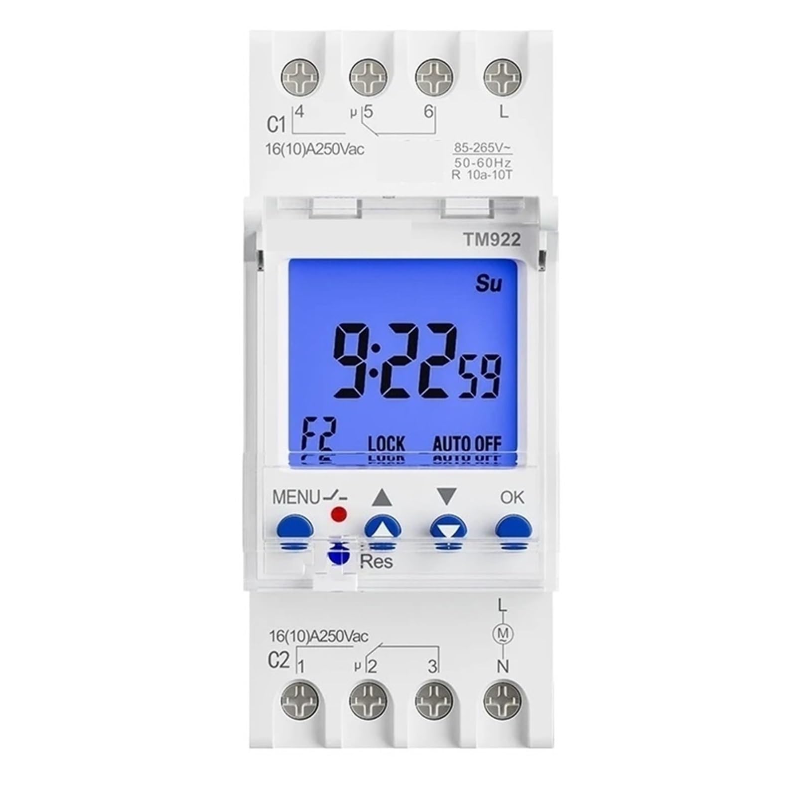 1PCS 2 Channels Programmable 24Hours Time Clock Seconds Interval Digital Timer Switch Din Rail 7 Days Programmable Time Switch Relay(TM922-K 85-265V)