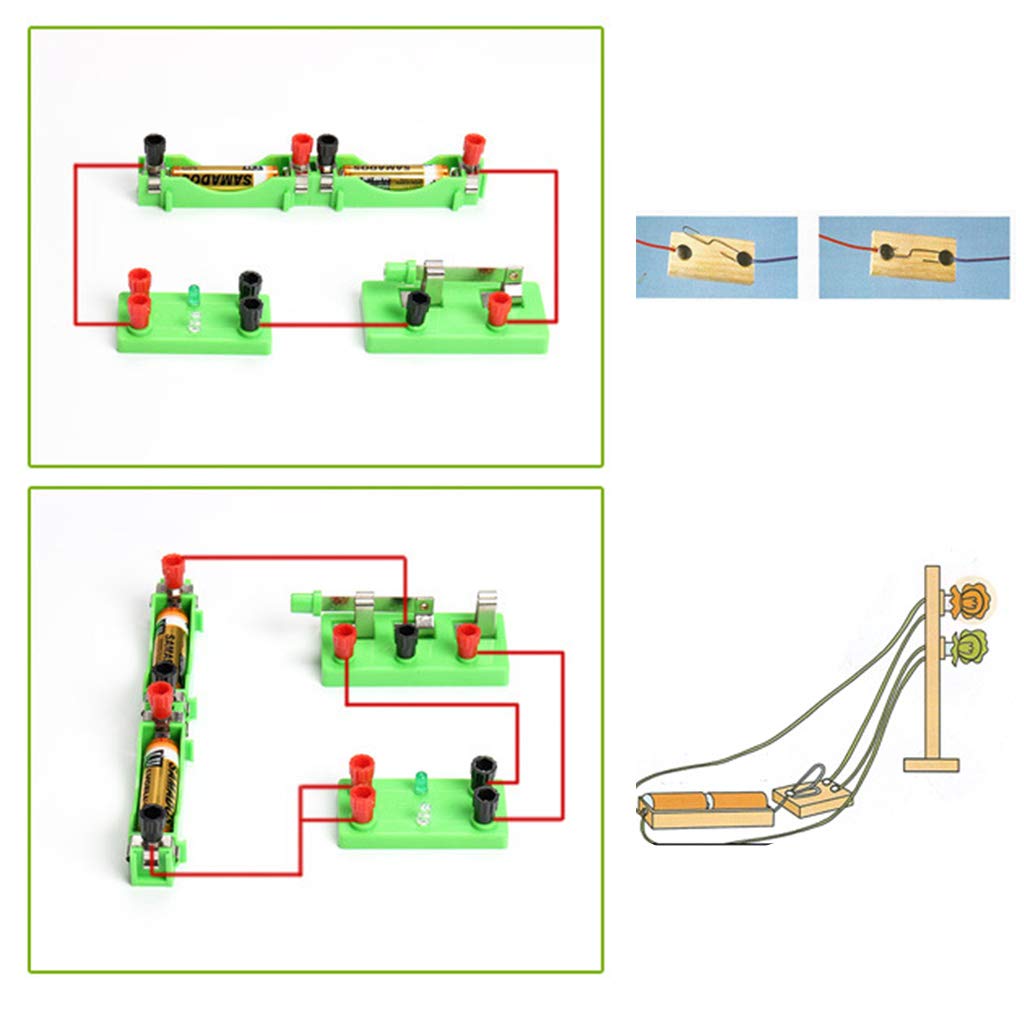 Kit de iniciación de aprendizaje de circuito eléctrico de física, laboratorio de ciencias, kit de educación para experimentos básicos de electricidad, magnetismo, guía de estudio de ciencias, escuela
