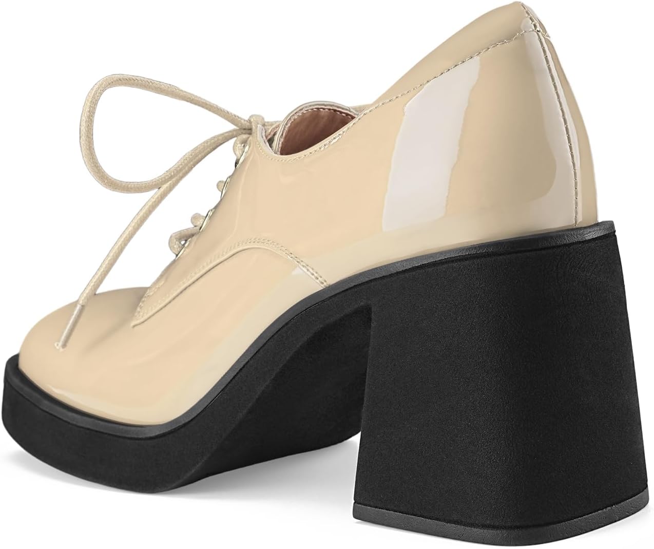 Oh Mispares Women's Chunky Heeled Oxfords Square Toe Platform Oxford Shoes for Women Lace-up Patent Leather Shoes Comfortable Business Dress Pump Shoes for Work - Image 6