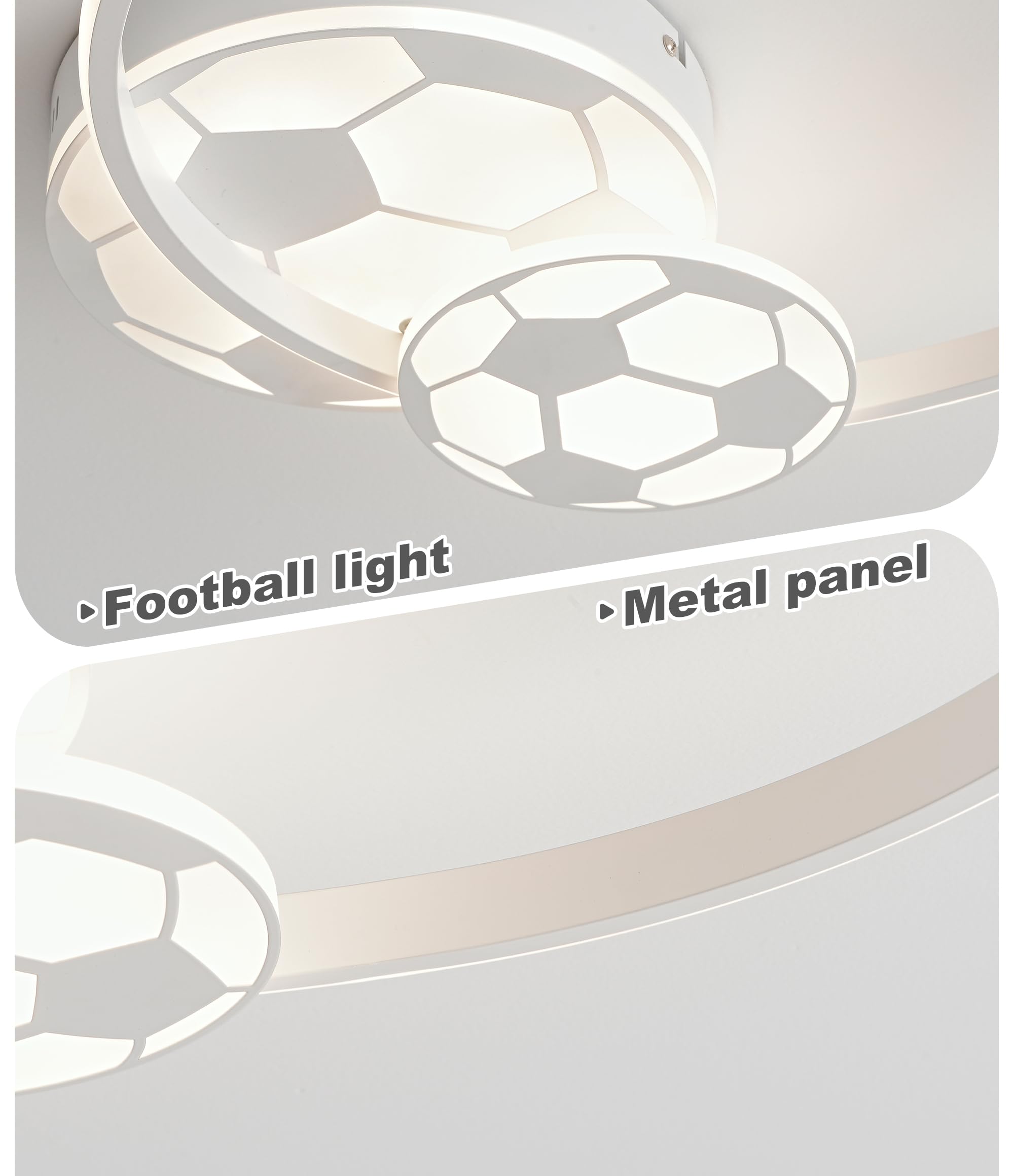 46CM 36W Lampara Infantil Techo, Lámpara de techo Fútbol LED Regulable con Control Remoto 3000-6000K, Lámpara LED para habitacion de bebé Plafon Led Techo para Dormitorio