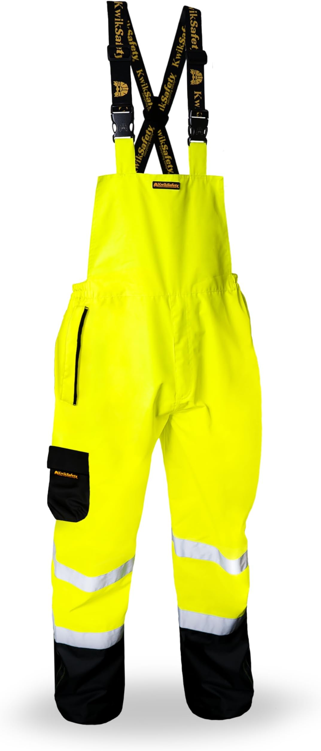 KwikSafety RIVER OTTER Hi Vis Rain Bibs Type R, Class E Overalls ANSI OSHA