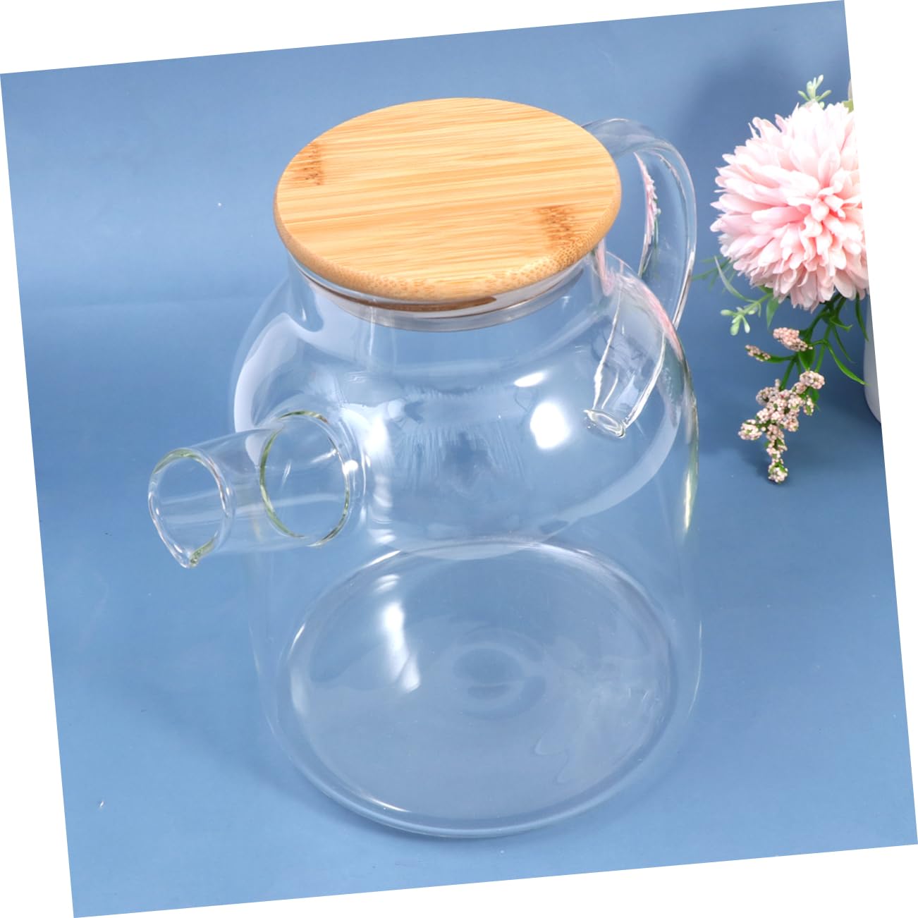 Cabilock Jarra De Con Filtro Hervidor De Agua Fría De Vidrio Tapa De Bambú Resistente Al Calor Frío