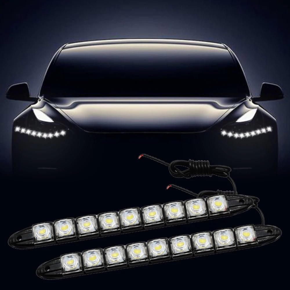 2pPCS Universal Car LED DRL Daytime Running Light, Flexible 6SMD White Ice Blue, 2pcs DC 12V for Front Bumper Driving Fog Parking, White