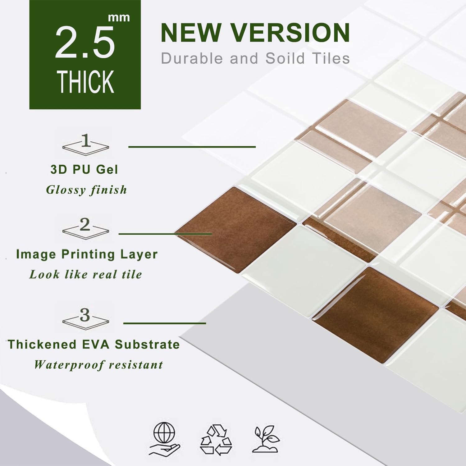 STICKGOO 10 Sheets Peel and Stick Backsplash - 9" x 9" 3D Adhesive Peel and Stick Tile Backsplash for Kitchen&Bathroom