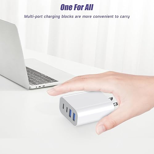 Miniatura 7 de Bloque de carga rápida USB, adaptador de carga de 4 puertos de 40 W para iPhone Dual USB C, cargador rápido multipuerto tipo C para iPhone 17/17