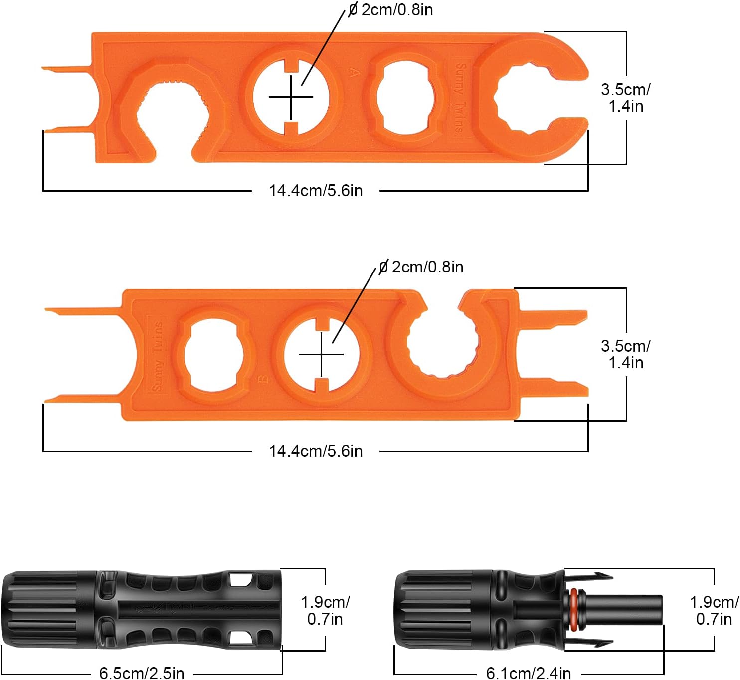 16 PCS 8AWG Solar Connectors with Spanners, 8 Pair Solar Panel Connectors Male/Female (8AWG, 8 Pairs)