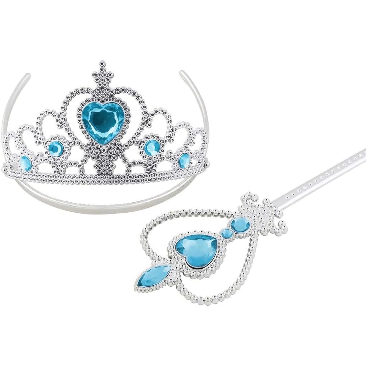 Vicloon neue Prinzessin Kostüme Set 7 Stück Geschenk aus Diadem, Handschuhe, Zauberstab, Halskette3-9 Jahre