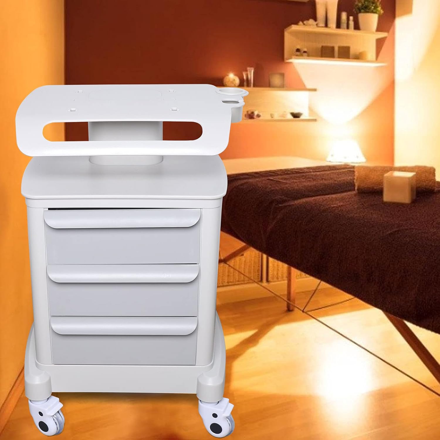 CNCEST Trolley Cart,3 Layer Salon SPA Trolley Stand Cart Assembled for Beauty Machines,360 Degree Rotatable Pulley for Beauty Salon,Barber Shop,SPA Center,Home,Barbershop