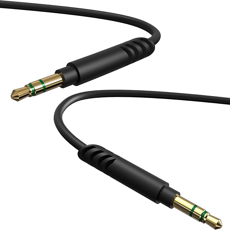 Audio Cable for Yamaha YH-L500A, Anker Soundcore H30i, Life Q30/Q20i/Q20, Q45, Space 2/One, ATH-M50xBT2/ M20xBT/ SR5 Headphones, 3.5mm Replacement Aux Cord (5 ft/1.5 m)