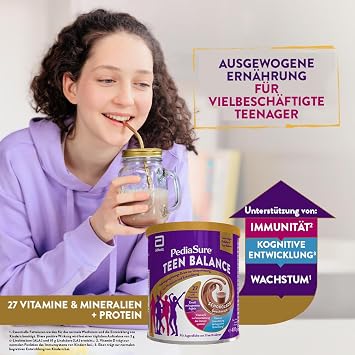 pediasure teenbalance shockolade 400 g delicate dietary supplement shake for teens 11-16 years with 27 vitamins & minerals protein supports growth development immunity
