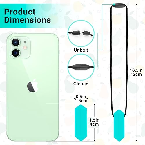 Miniatura 7 de Juego de 3 collares sensoriales de lápiz, lo mejor para niños o adultos a los que les gusta morder o tener autismo, juguetes masticables de silicona