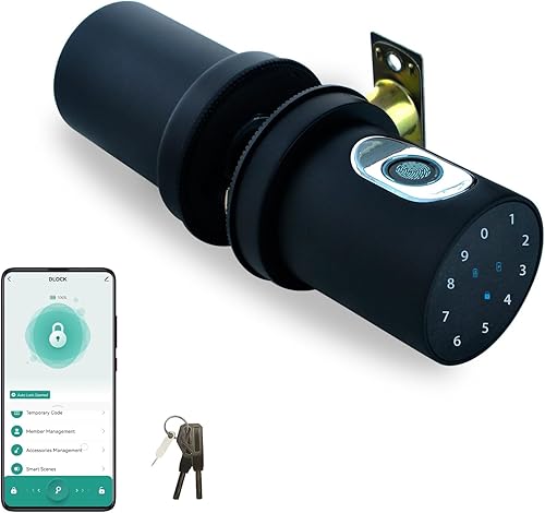 Bikerid Perilla inteligente para puerta, cerradura de puerta de huellas dactilares con teclado, perilla de puerta de huellas dactilares con código