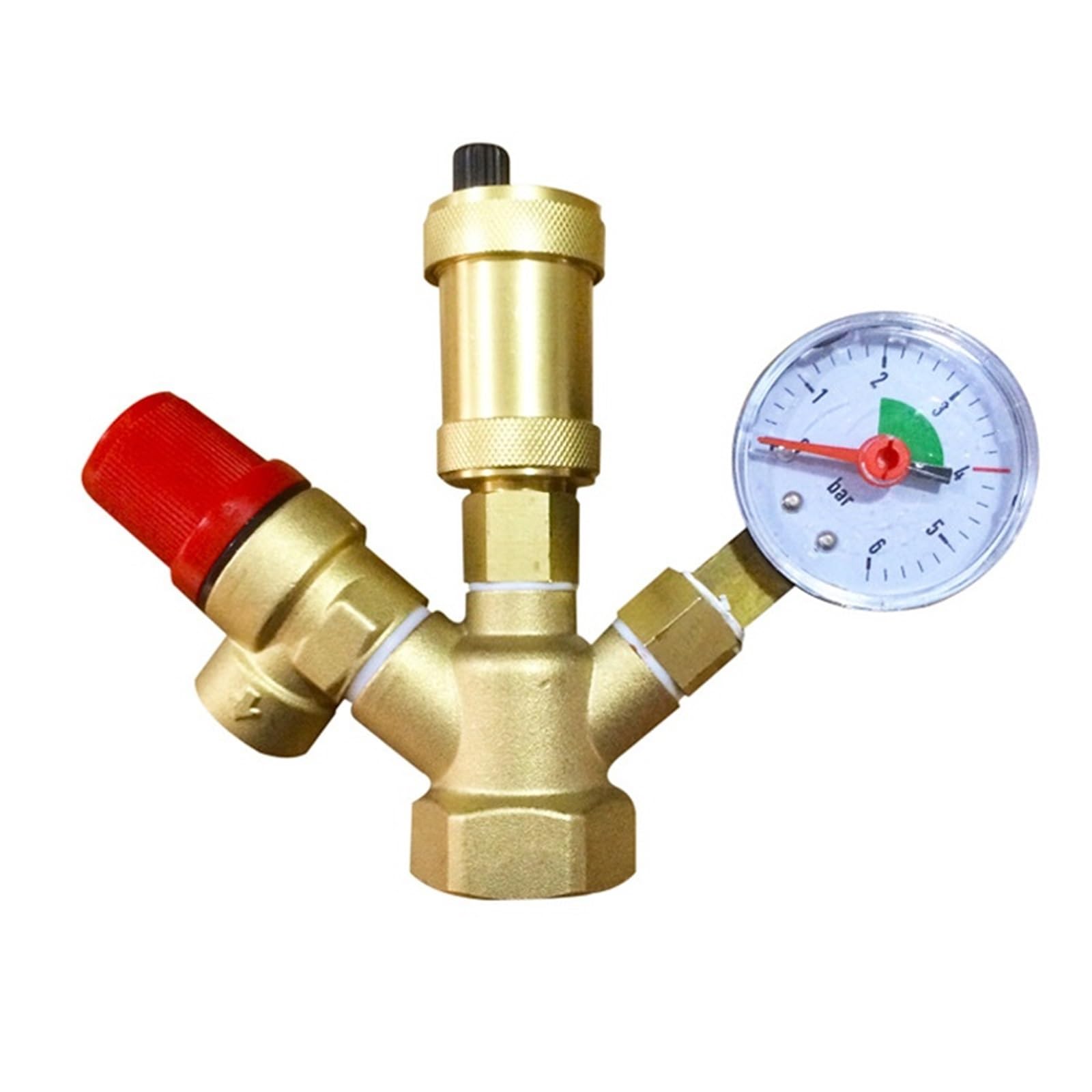 Messing-Kesselventil, 1 Zoll, DN25, Abgas-Sicherheitsüberdruckventil mit Manometer, Kesselsicherheitskomponenten, 1 Stück