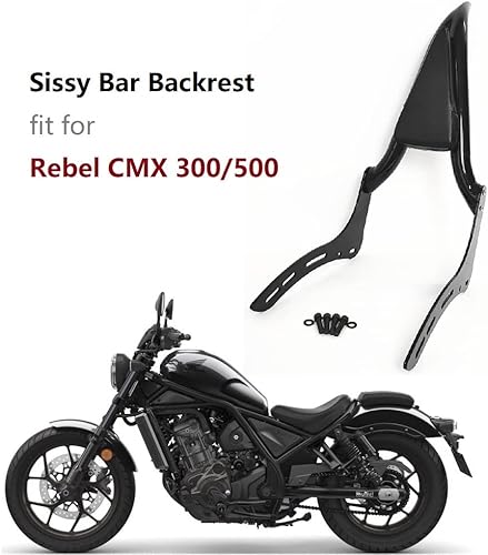 Miniatura 2 de Almohadilla de barra Sissy negra de 23 pulgadas para Honda 500 Accesorios Rebel 500 Rebel 300 CMX 300 CMX 500 respaldo de pasajeros motocicleta 2017
