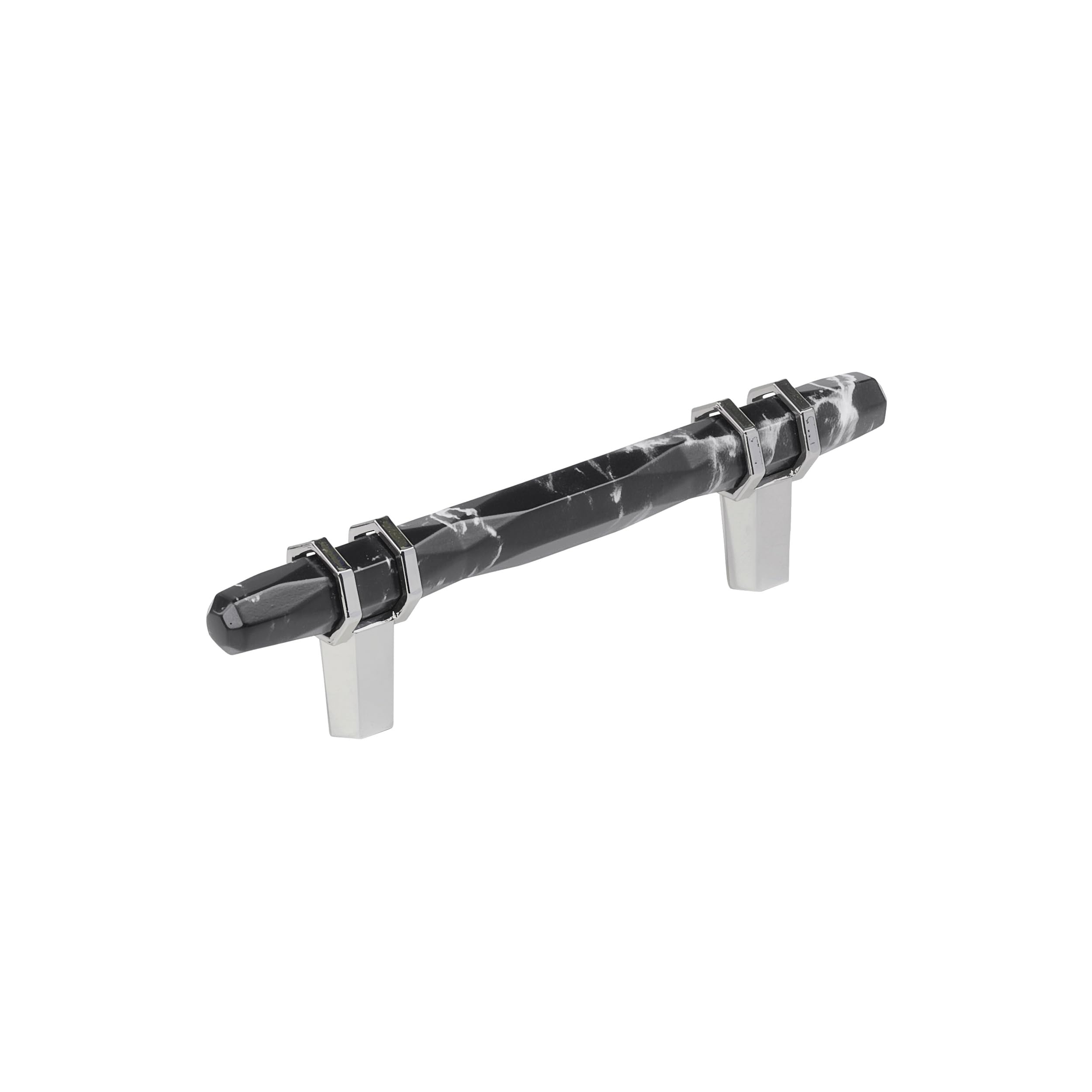 Amerock 3-3/4" Carrione Marble Black/Polished Chrome Drawer Pull