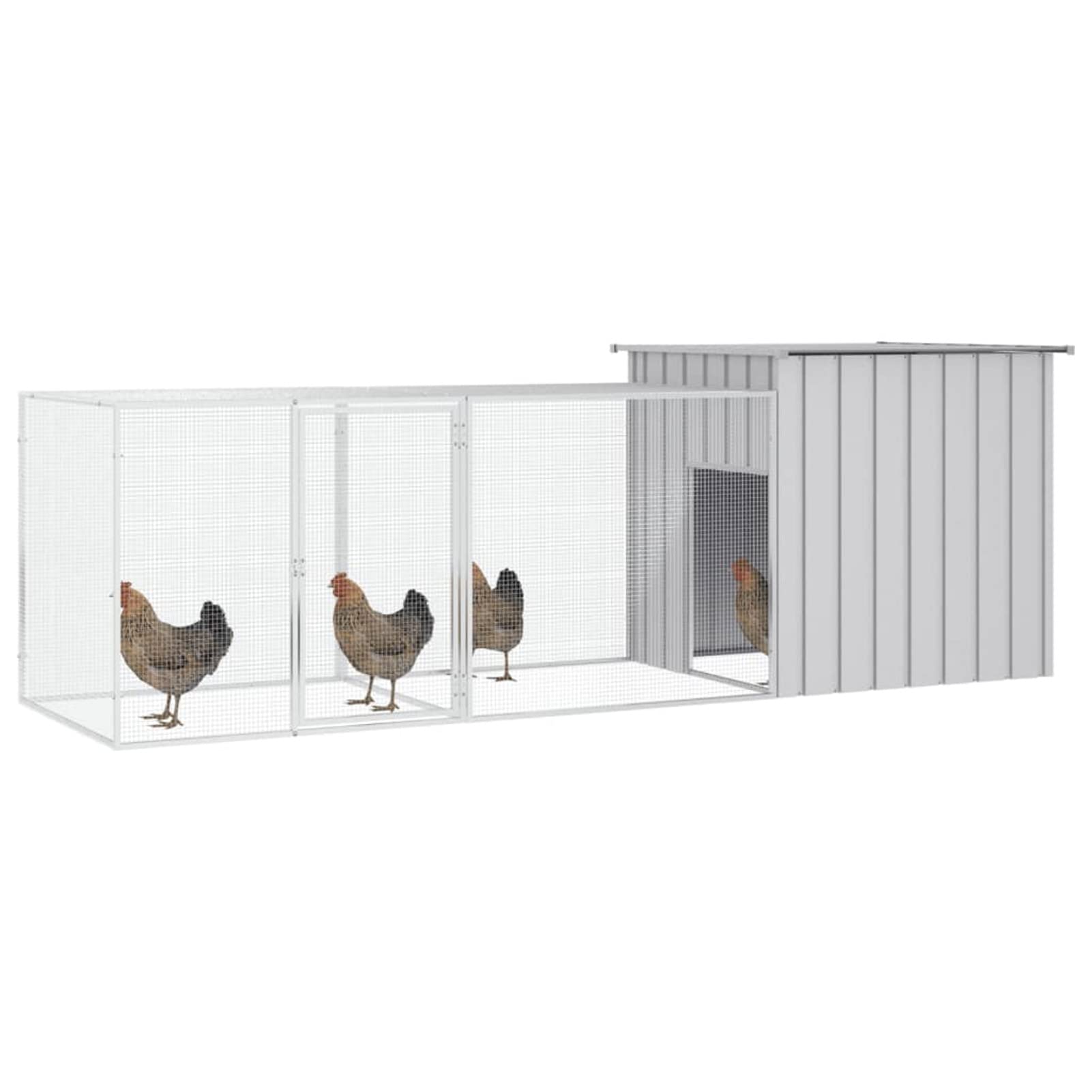 BaraSh Gallinero de Acero galvanizado Gris 300x91x100 cm Gallinero para Exterior Grande Jaulas para Conejos