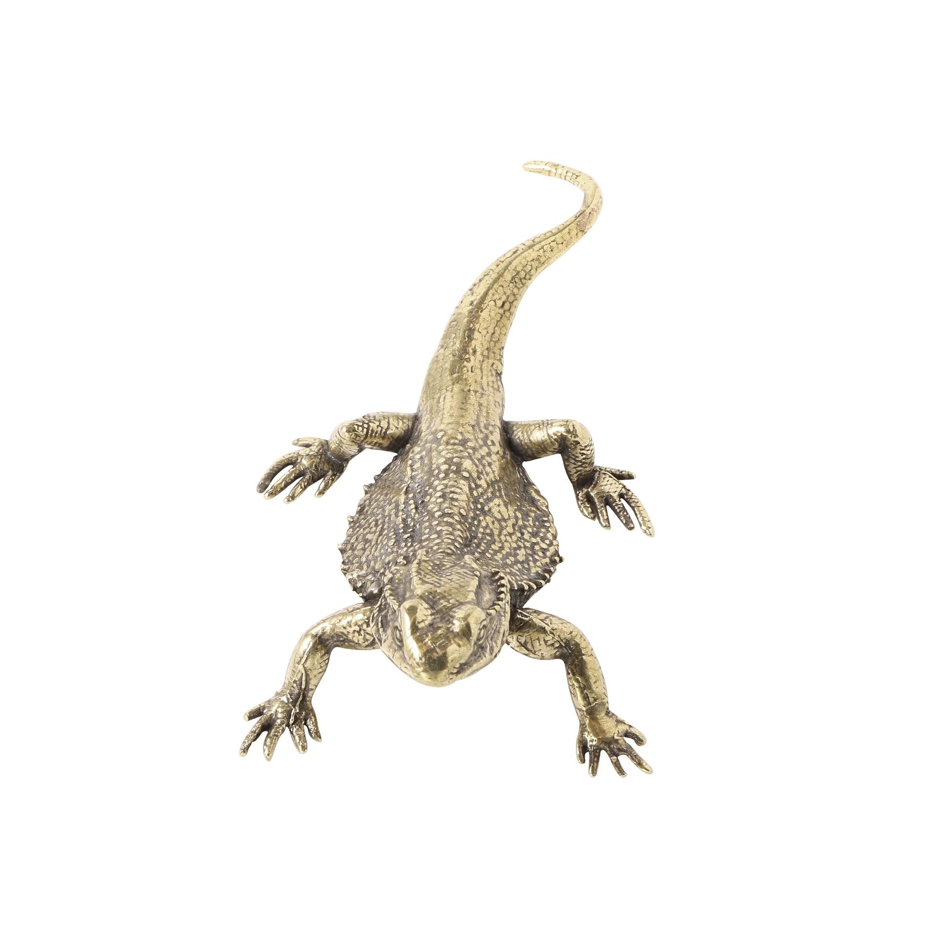 NGDFGR Brass Lizard Statue-Handcrafted Metal Reptile Sculpture Home Decor Showpiece For Living Room, Reading Nook Or Office Desk