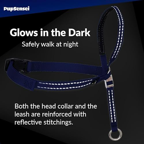 Miniatura 5 de Collar para la cabeza para perros, acolchado extra suave, reflectante, sin tirones, líder suave para perros con correa de nailon duradera, mango