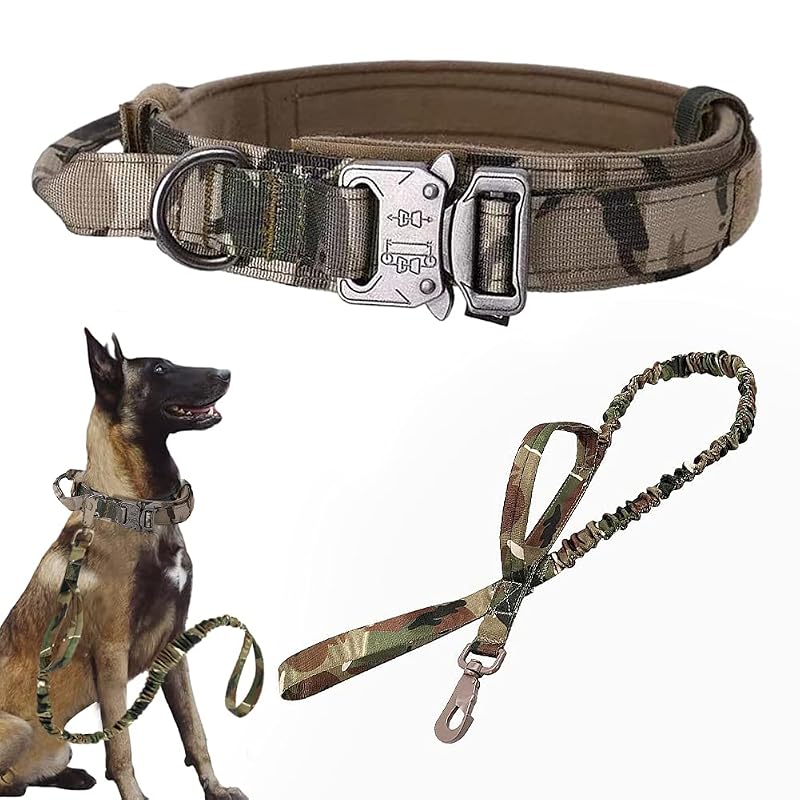 Coleira de Adestramento para Cães com Guia, Nylon 1000D e Alça de Controle Xqpetlihai Camo L Large