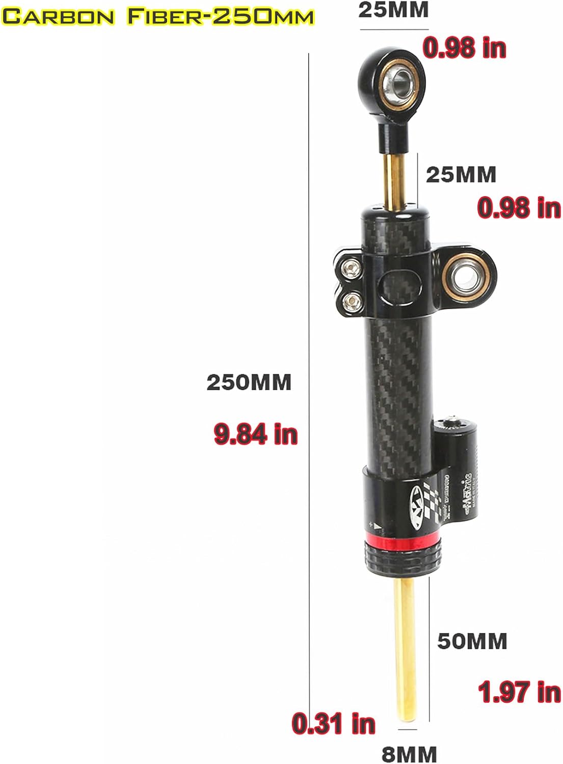 V5 Scooter Steering Damper Electric Scooter Shock Absorber Auxiliary Steering Bracket Steering Damper High-Speed ​​Dual Drive Scooter Steering Kit Suitable Scooter Accessories (Black-carbon fiber, 10)