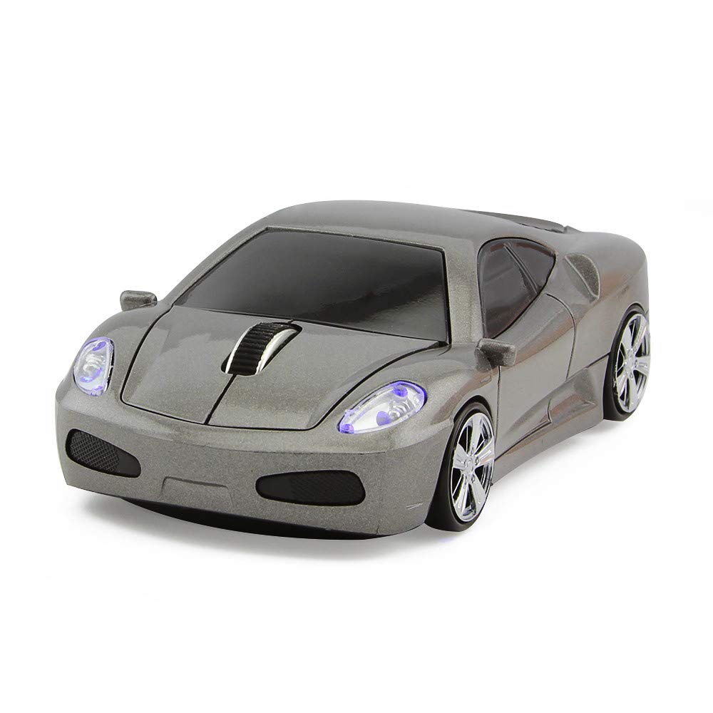 Wireless Car Mouse Computer Mice 3D Sports Car Shape Optical Mouse Ergonomic Desktop Laptop Mouse for FLL Gray