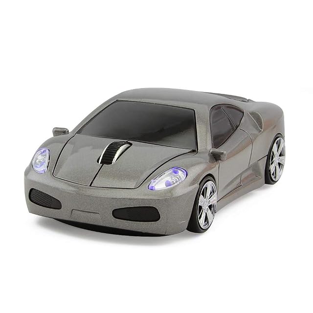 Wireless Car Mouse Computer Mice 3D Sports Car Shape Optical Mouse Ergonomic Desktop Laptop Mouse for FLL Gray